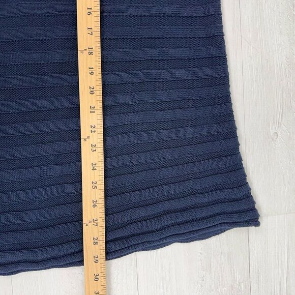 Eskandar Kaftan Poncho OS Linen Lagenlook Sweater Tunic Top Handloomed Knit Blue - Picture 10 of 11